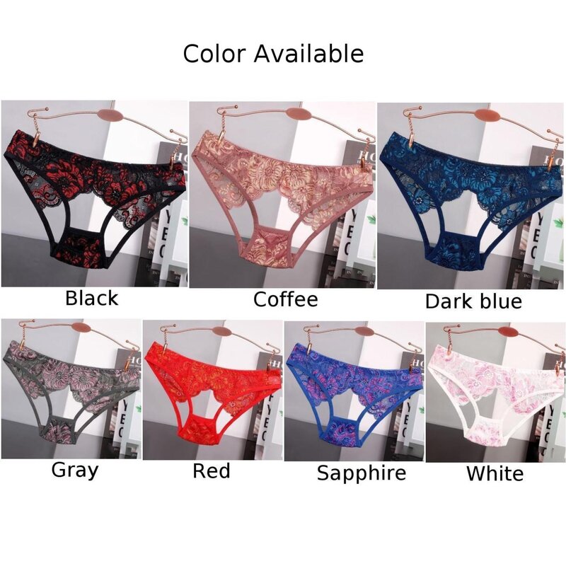 Sexy Hollow Underwear Women Lace Panties Erotic Lingerie Intimates Briefs Mesh Sheer Breathable Thongs See Through  Nightwear
