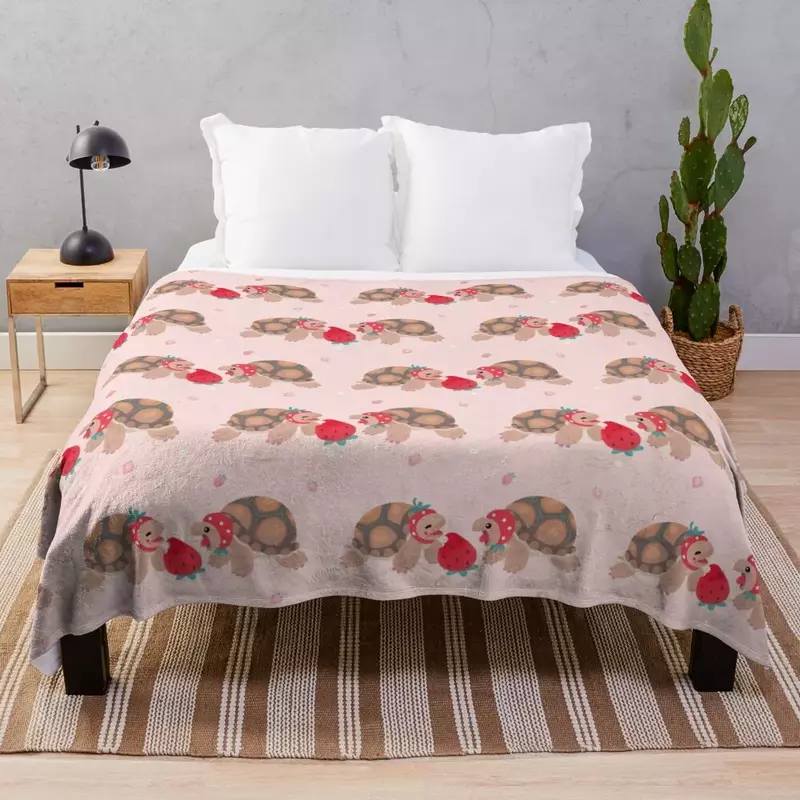Tortoises love strawberries Throw Blanket Beautifuls Luxury St blankets and throws Blankets