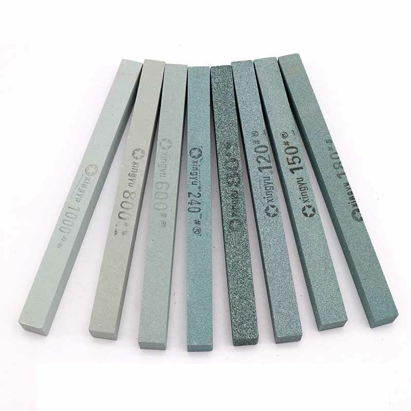 Pengasah pisau batu pengasah silikon hijau batu minyak karbida Bar 80-1200 Grit pemoles halus mengasah keramik giok logam