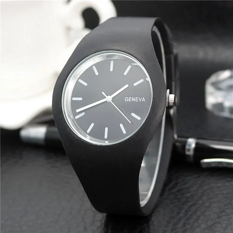 Penuh casing silikon wanita tali jam jam jam tangan wanita kasual olahraga warna-warni jam tangan jeli gelang silikon kuarsa jam tangan gadis