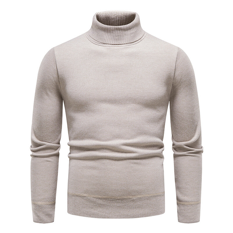Sweter musim gugur dan musim dingin kerah tinggi all-in-one mewah untuk pullover pria, sweater rajut mewah dan tebal, atasan sweater kasual