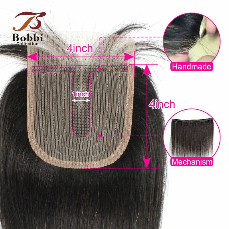 Prosto T zamknięcie koronki naturalne czarne brązowe miód blond indyjskie ludzkie włosy Remy środkowa część 10-20 cali kolekcja Bobbi