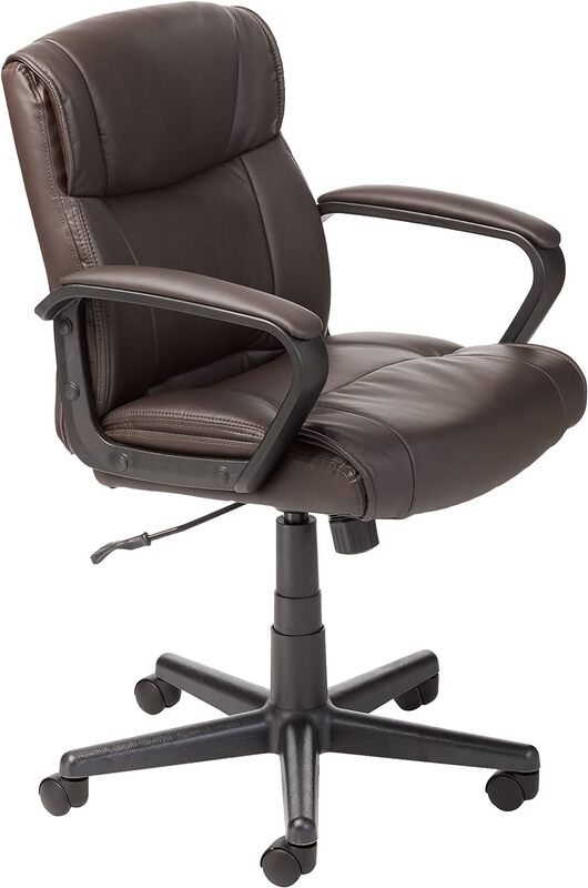 Computador de escritório Task Desk Chair, Acolchoado Braços, Mid-Back, Ajustável, 360 Swivel, Rolling, BIFMA Certified, Faux Leather