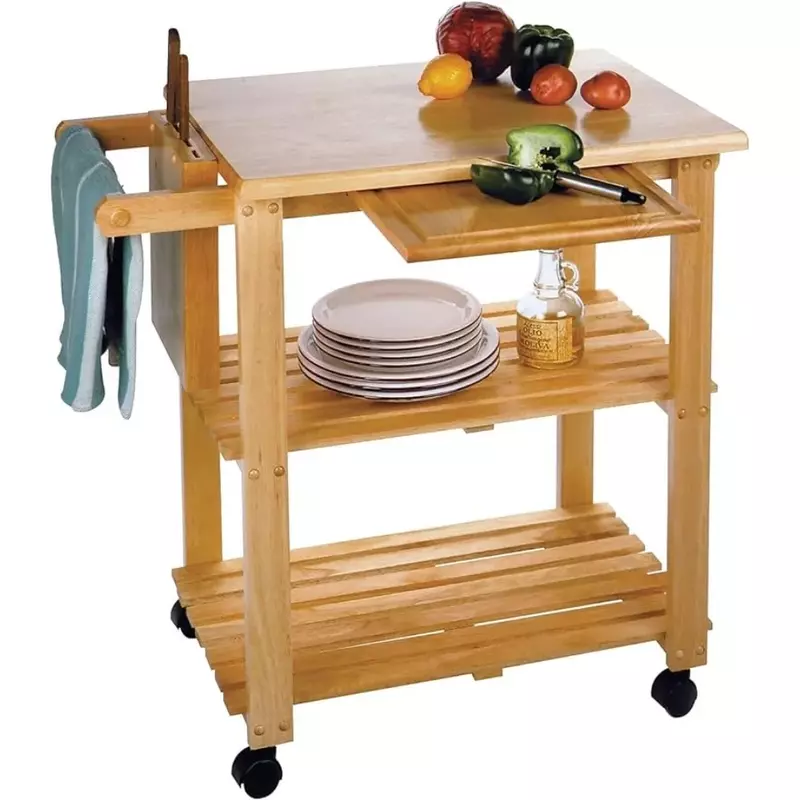 Kitchen trolley, functional with partition needs to be assembled, natural color
