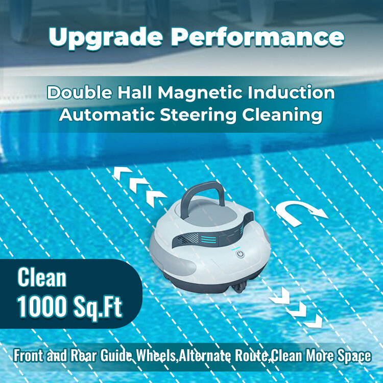 เครื่องทำความสะอาดสระว่ายน้ำแบบหุ่นยนต์ไร้สายทำความสะอาดได้รวดเร็ว1000ตร. ฟุต3ชั่วโมง