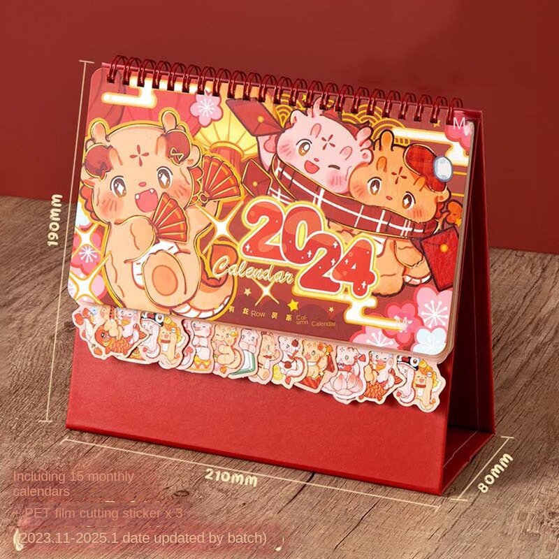 New Year 2024 Desktop Calendar Agenda Organizer School Office Supply Classical Schedule Planner Stationery Gifts