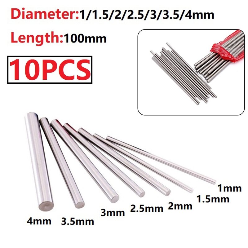 10Pcs/Pack Steel Bars Straight Shank Metric 100mm Long Carbide Tungsten Steel Rod 1/1.5/2/2.5/3/3.5/4mm Lathe Tools For Cutting