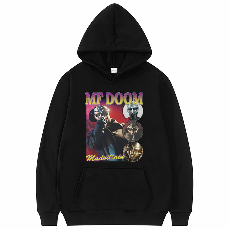 Moletom MF Doom Madvillain com capuz gráfico para homens e mulheres, moletom extragrande, moletom vintage Hip Hop, streetwear rapper, moda