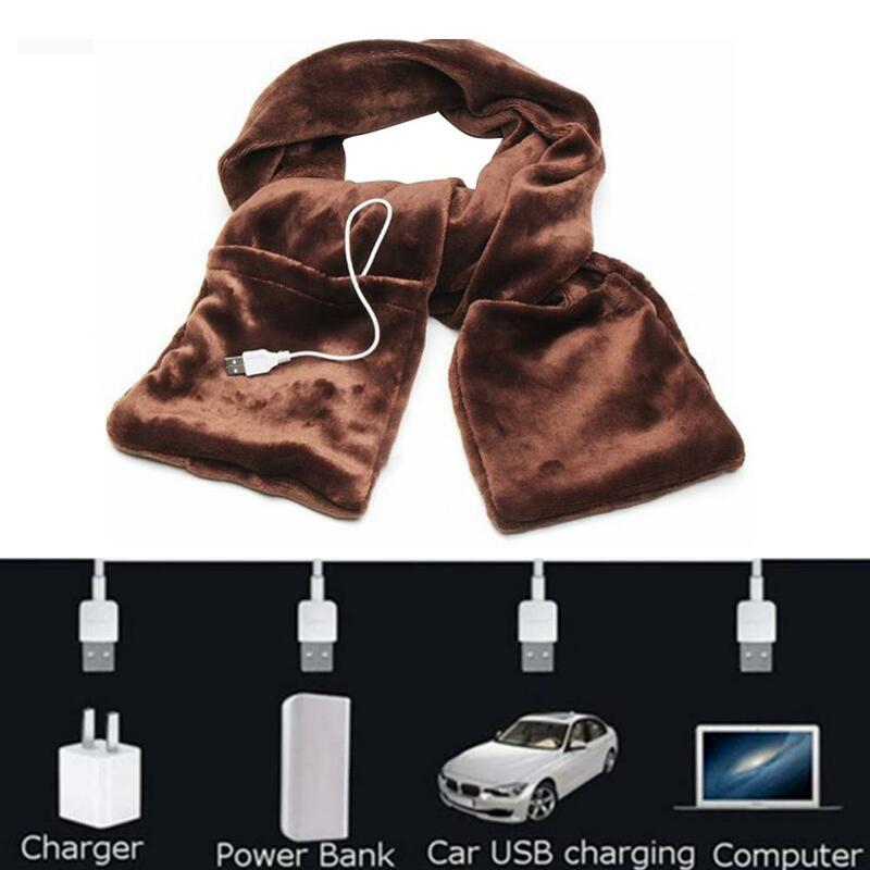 USB wysokiej jakości szalik grzewczy aksamitna ochrona przed zimnem wygodna, rozciągliwa tkanina z modnym wzorem szalik turystyczny i kempingowy