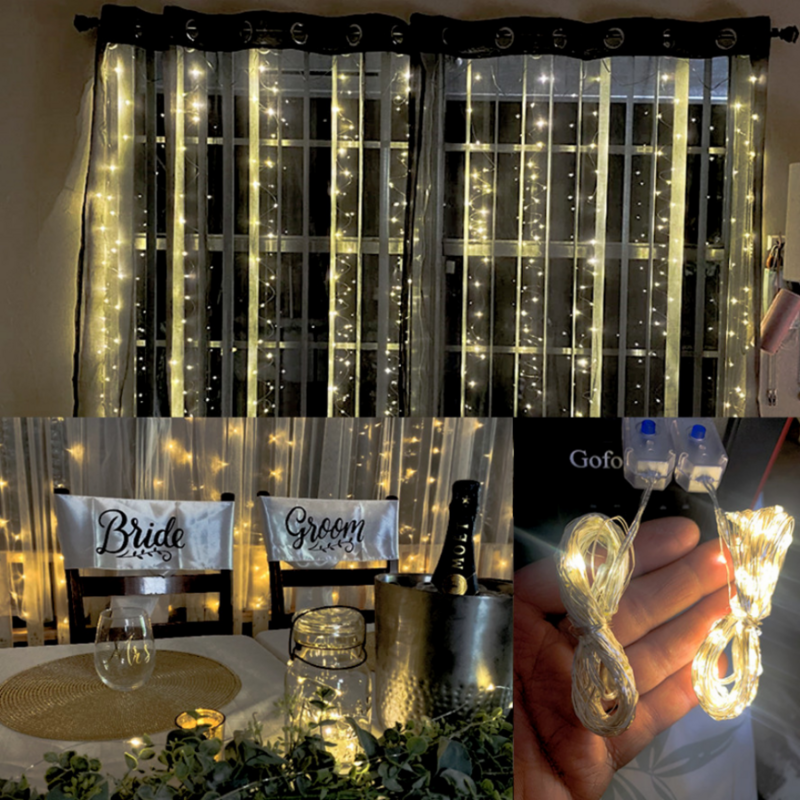 Guirnalda de Luces Led de Línea Plateada, alimentada por USB, lámpara de vacaciones al aire libre, decoración de boda, fiesta de navidad
