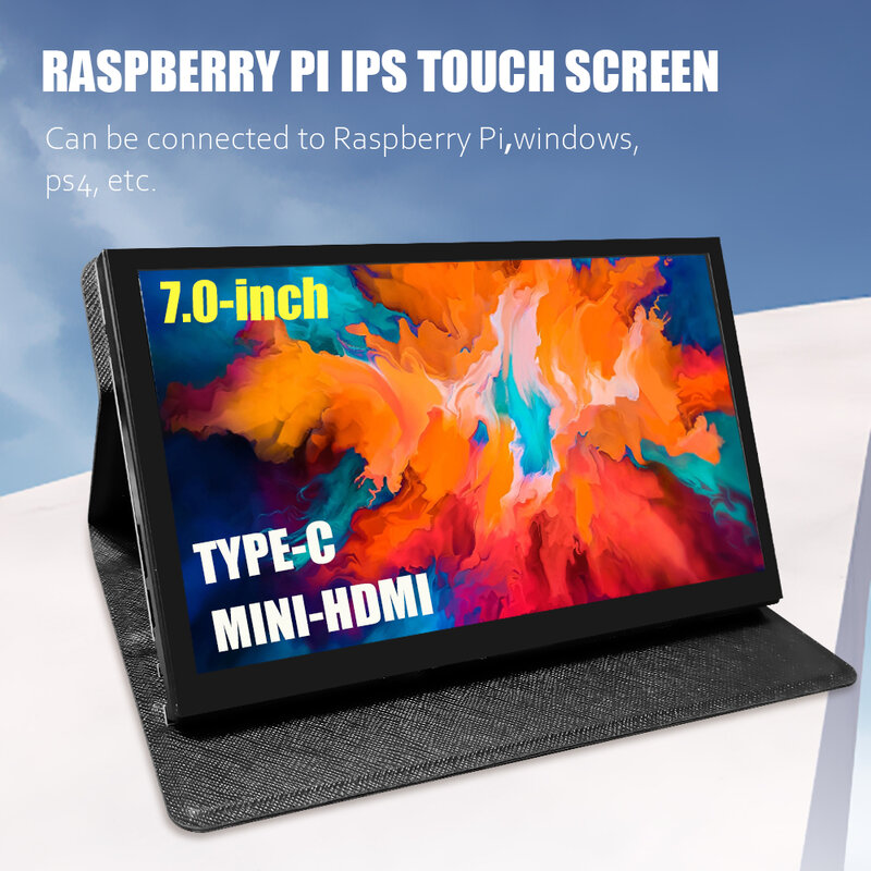 7-calowy wyświetlacz Laptop LCD z obudową modułu Protable z pojemnościowym panelem dotykowym Raspberry Pi 5 hdmi-kompatybilny Monitor dla PC