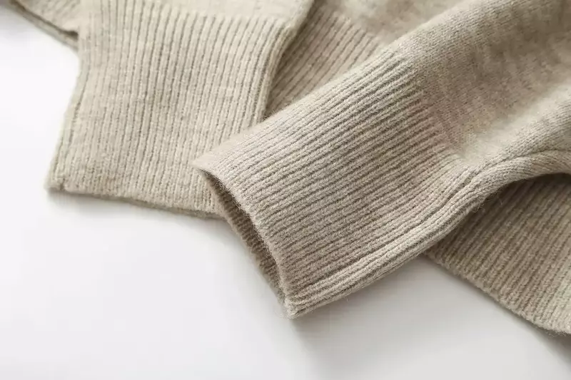 Suéter de malha de mangas compridas feminino, requintado botão, lapela grande, blusa chique, pulôver retrô, moda casual, outono, 2023