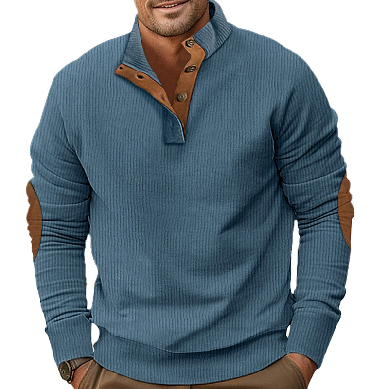 Camisola esportiva de manga longa masculina, pulôver com gola alta, confortável e elegante, várias cores, ao ar livre