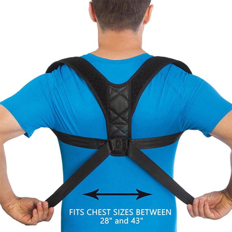 1XUnisex Adjustable Back Brace Support Invisible Shoulder Posture Corrector Spine Neck Health Correction Belt Home Office Sport
