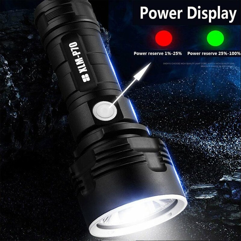LED Flashlight Super Powerful Campe Lamp Waterproof USB Charging Flashlight Outdoor 26650 Battery Rechargeable Torch Wholesale