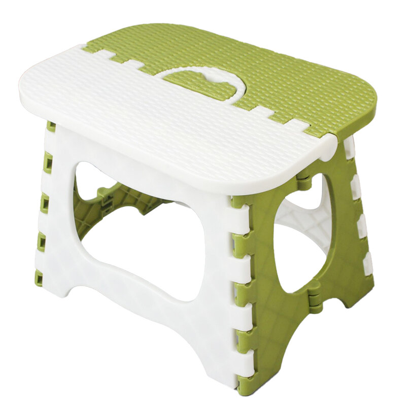 เก้าอี้สตูลขนาดเล็กแบบพกพาพับได้พลาสติกที่ใช้ในบ้านสีเขียวสำหรับห้องน้ำป้องกันการลื่น-1ชิ้น
