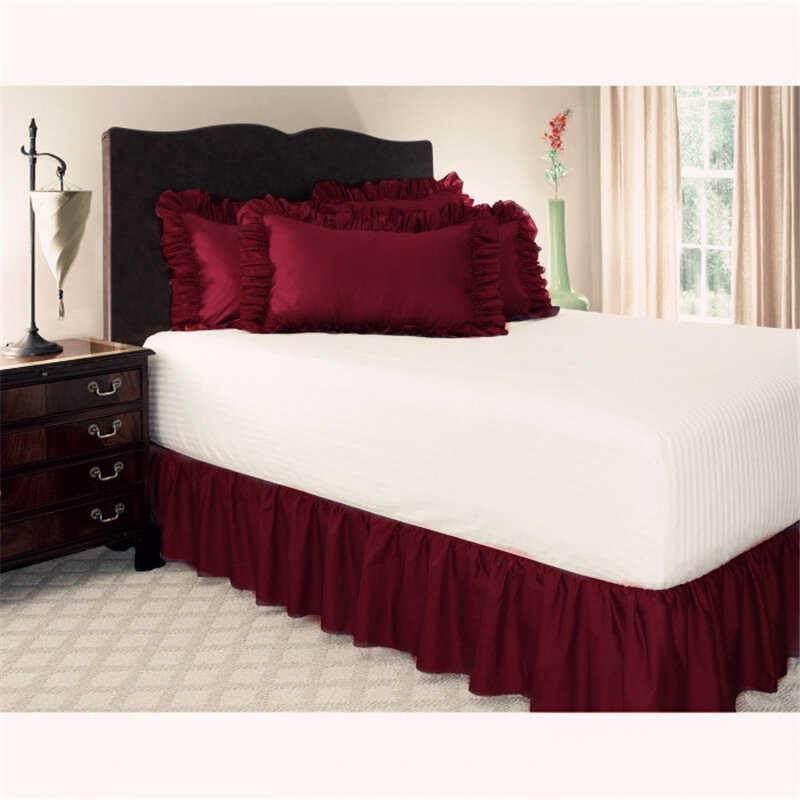 شريط مرن تنورة السرير دون سطح السرير ، التفاف حول الملكة الغبار كشكش ، سهلة تناسب ، فندق ، لون نقي