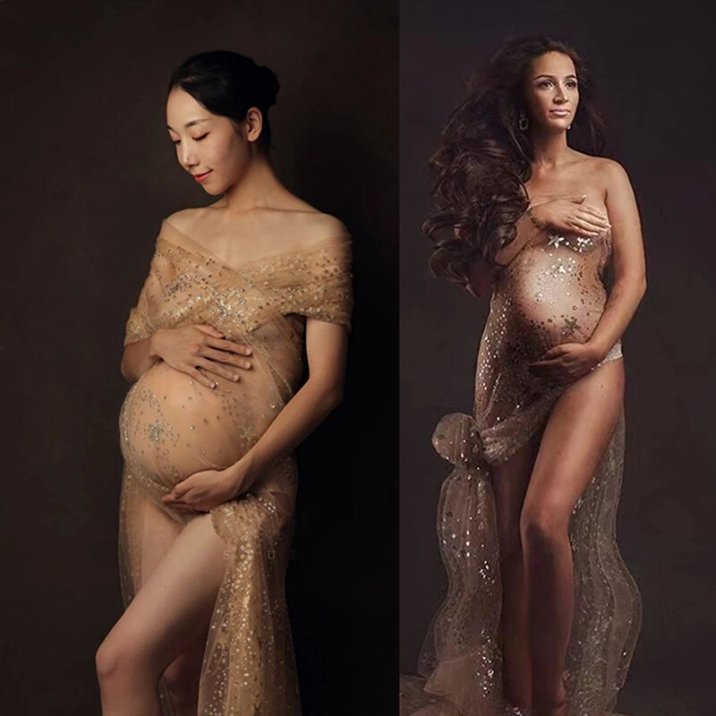 妊娠中の女性のためのセクシーな写真のマキシドレス,赤ちゃん,または子供のための幅6mの生地