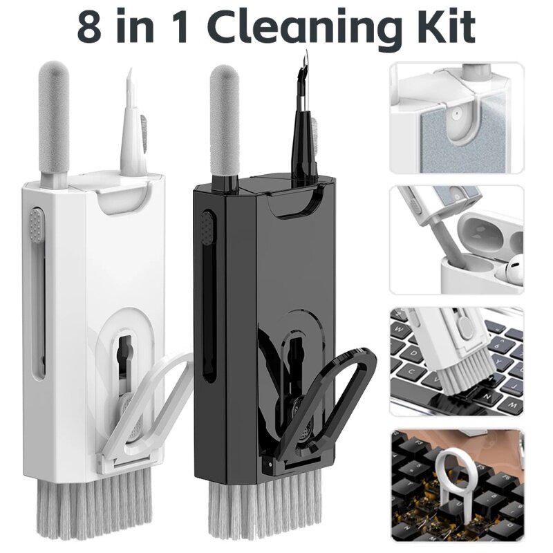 8 in 1 Cleaning Kit Computer Keyboard Cleaner Brush Set Earphone Clean Pen For Airpods Pro Earbuds Cleaning Tools Keycap Puller
