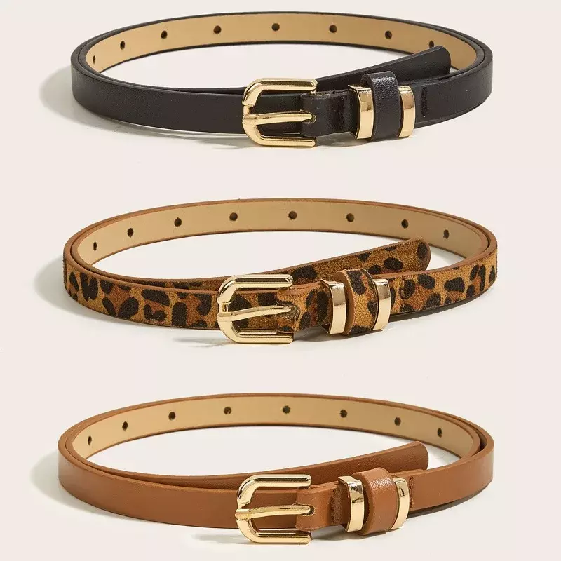 Temperament Thin Belt Versatile Women's Needle Buckle Small Belt Decoration Simple Summer Leopard Pattern Women's Belt