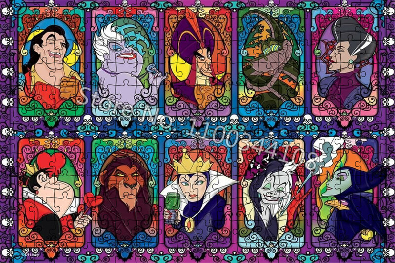 Disney Cartoon Characters Jigsaw Puzzles para crianças, Princesa Sereia, A Bela ea Fera, Paper Puzzle, Brinquedos Educativos Presentes
