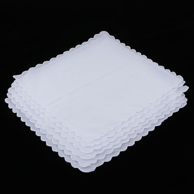 6x fazzoletto bianco solido in cotone fazzoletto quadrato fai da te Wave Edge