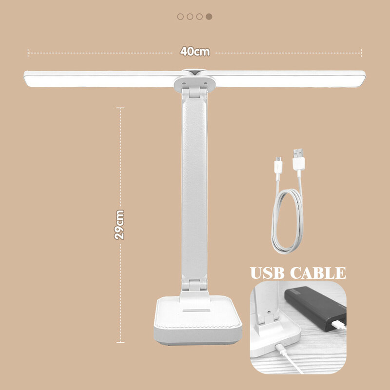 LED Dimmable Touch Night Light, Desk Lamp, 3 níveis, USB recarregável, proteção para os olhos, lâmpada de mesa dobrável para quarto, mesa de cabeceira