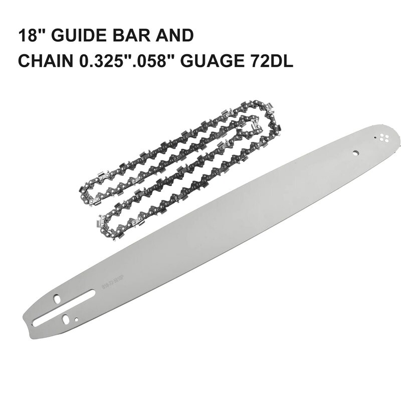 18" Guide Bar+Chain 0.325" .058" Guage 72DL For 62CC 58CC 52CC Chainsaw For Chinese Chain Saw 4500, 5200, 5800 For Tarus