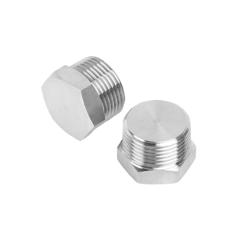 NPT BSPT 1/8 '' - 2'' Ulir Jantan 304 Stainless Steel Hex End Cap Outer Hexagon Solid Plug Oil Air Pipe Fitting