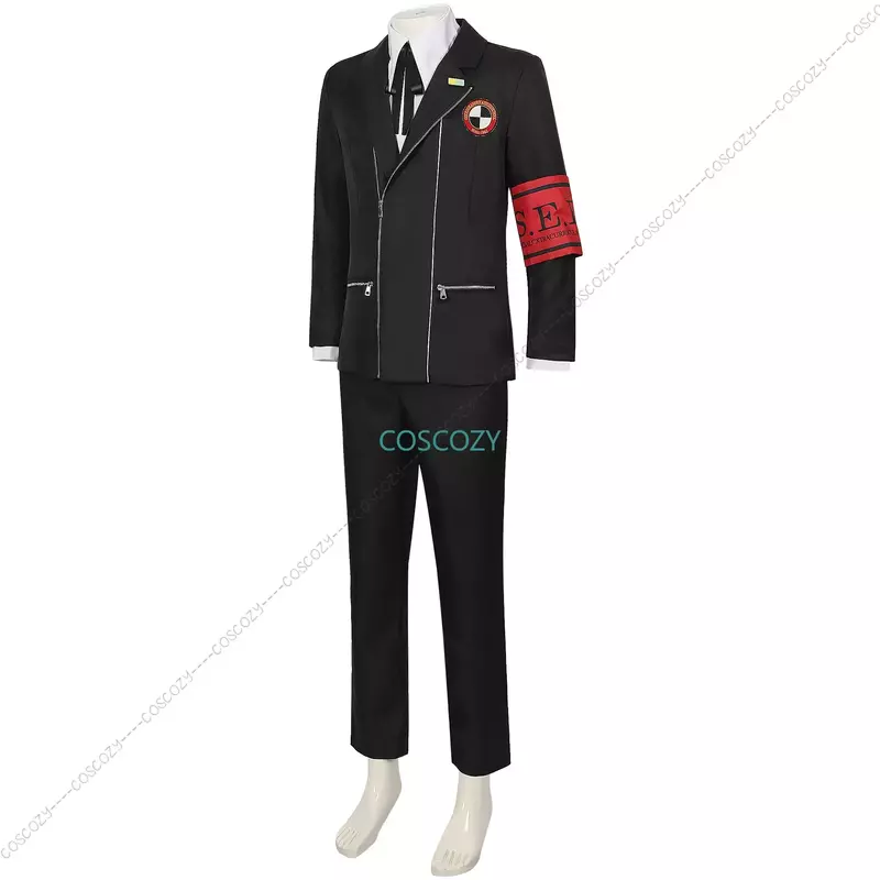 New Game P3 Makoto Yuki Cosplay Costume Wig Gekkoukan High School Uniform Embroidery Black Suit Pants Shirt Daily Wearing Gifts