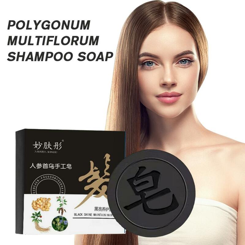 Антивыпадение волос шампунь мыло He Shou Wu затемняющий шампунь для волос мыло Jabon заготовка для ухода за волосами искусственная кожа E8O5