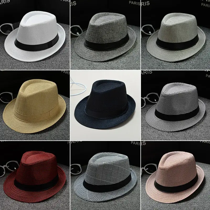 Chapeau à large bord en feutre pour hommes, Fedoras rétro, Top Jazz, Vintage, Couple Cap, Winter, Summer Bowler Hats, Cap, Outdoor, New Fashion