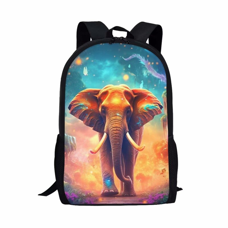 멋진 코끼리 패턴 학교 가방, 배낭 멋진 마법 동물 가방, 어린이 소년 소녀 다기능 배낭