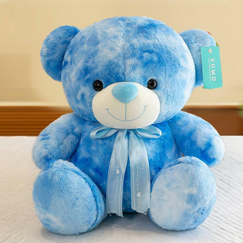 Stuffed Bear Animal Cuddly Sitting Bear Colorful Plush Toy Huggable Throw Pillow for Children Soft Animals Plushies for Dormitor