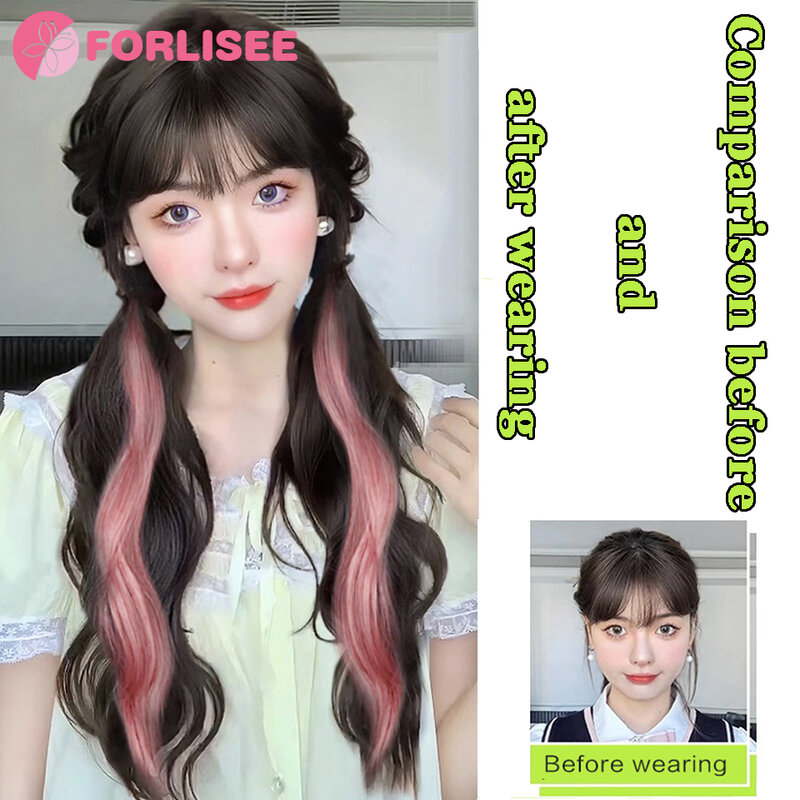 FORLISEE Long Hair Strap Style Double equiseto strong Girl Fluffy And Binding Hair Wig Piece Double equiseto