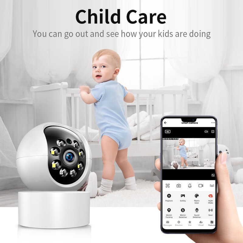 PGST Tuya Smart Wifi IP Camera Baby Monitor Home Security Surveillance Camera Smart Life App Control Color Night Vision T57A