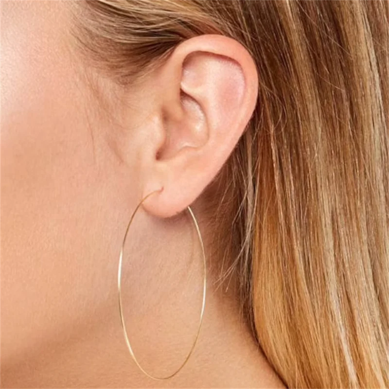 Boucles d'oreilles créoles minces faites à la main pour femmes, argent 925, or rempli, vintage, bijoux, 8 tailles