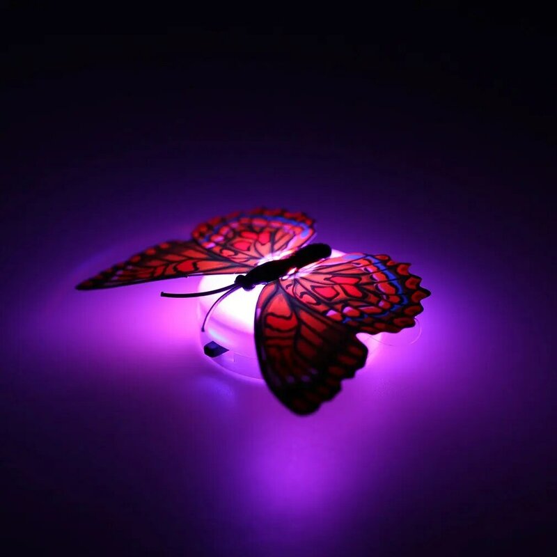Colorful LED Nigh Lights Butterfly Shape Wall Paste Home Decor For Kids Room Bedroom Party Durable Energy-Saving Decorative Lamp