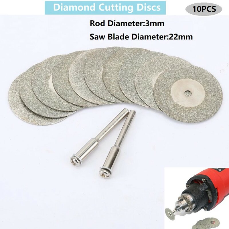 Cutting Blade Disc Drill Rotary Tool Arbor Shafts Cutting Discs 10*Cutting Discs 12PCS/SET 2*Arbor Shafts 22mm 38mm Long