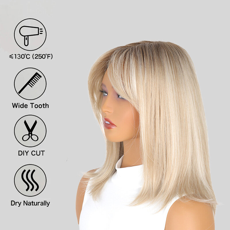 SNQP 39 см короткие прямые волосы в центре парик светлый парик Новый Стильный парик для женщин ежедневный Косплей фотостойкий натуральный