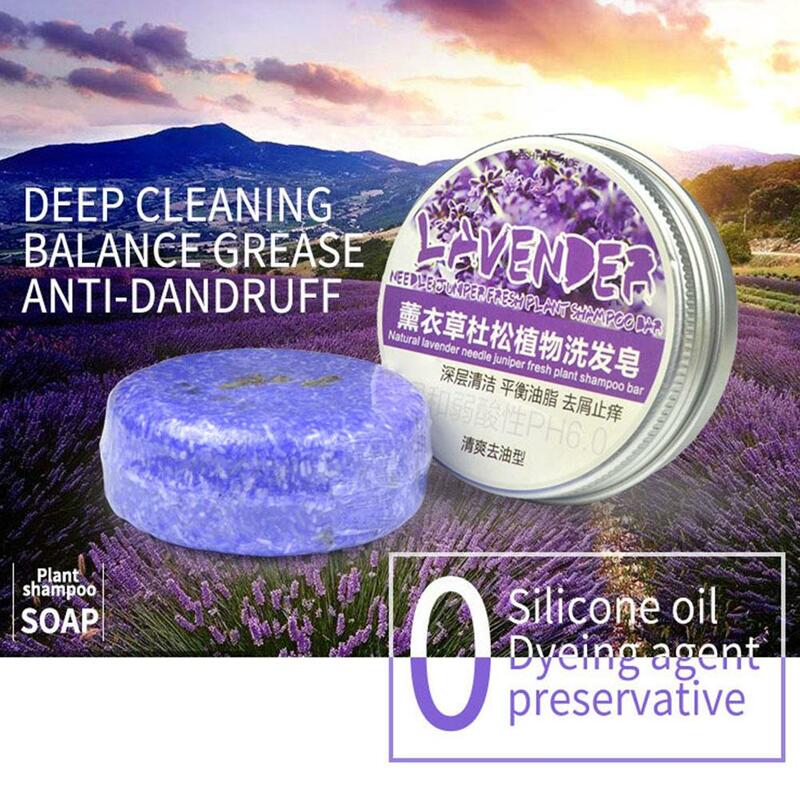 Sampo buatan tangan lavender, 1 buah sampo sabun proses dingin Bar 100% sampo rambut tanaman murni Perawatan Rambut
