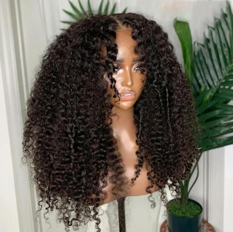 26inch Soft Natural Black Deep Long Curly 180Density Lace Front Wig For Black Women BabyHair Glueless Preplucked Heat Resistant