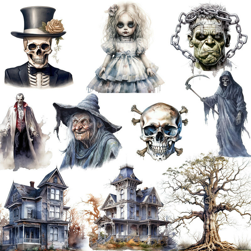 20Pcs/Pack Halloween Skull Sticker DIY Craft Scrapbooking Album Junk Journal Decorative Stickers