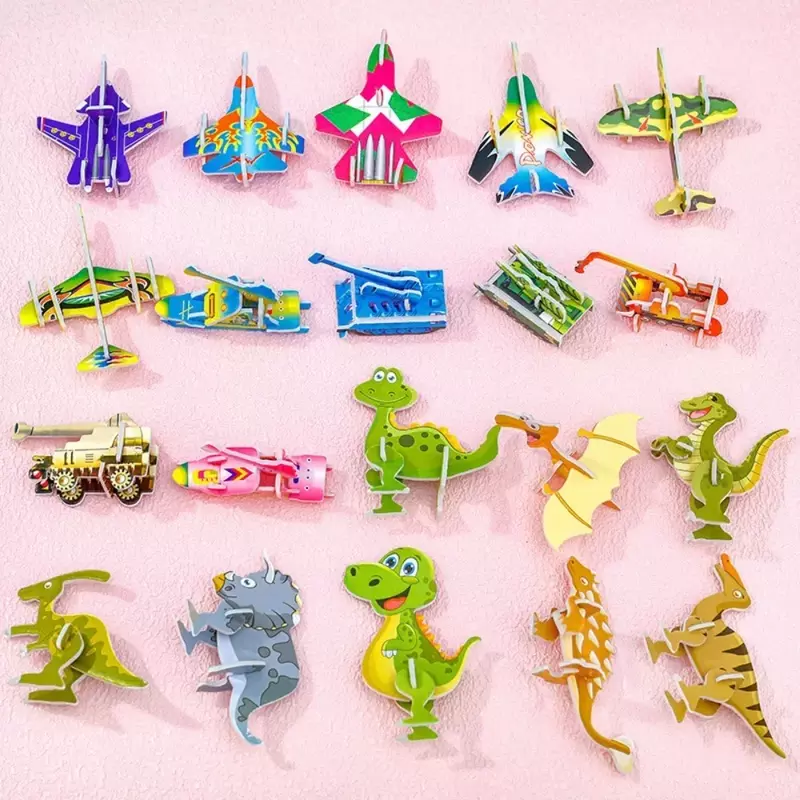 어린이 3D DIY 퍼즐, 유아 교육용 귀여운 만화 공룡 퍼즐, 게임 선물 장난감, 1 개
