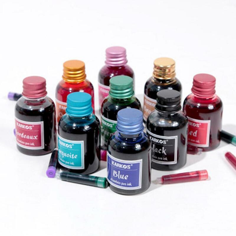 30ml/Bottle Pure Colorful Fountain Pen Ink Refilling Smooth Liquid Inks Stationery School 10 Colors Student Teacher Ink Office
