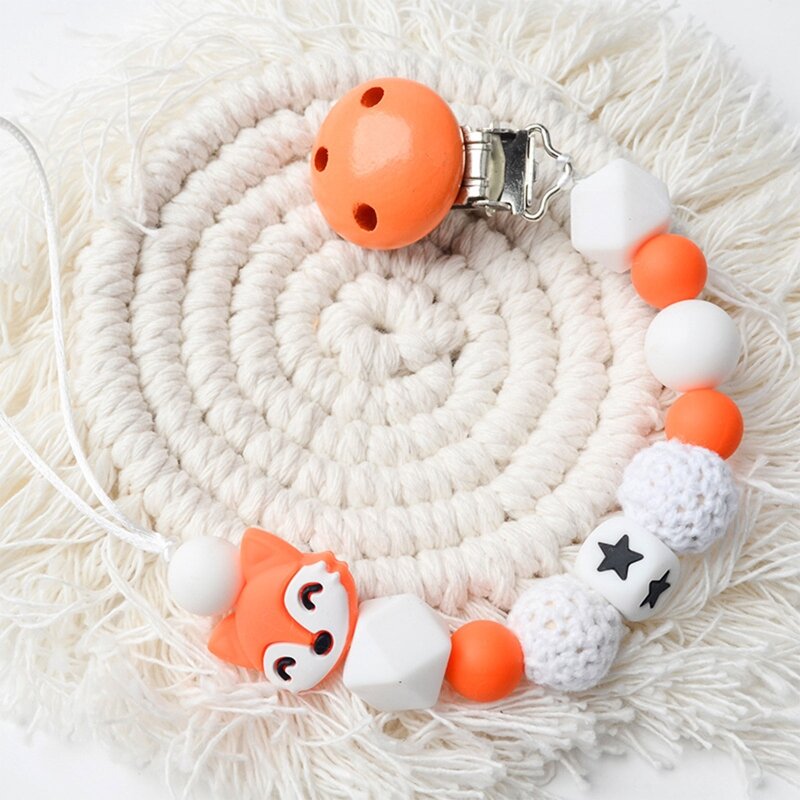 Baby Pacifier Clip Nursing Soother Holder Silicone Beads Teether Chain Clip DIY Nipple Holder Leash Strap Shower Gifts