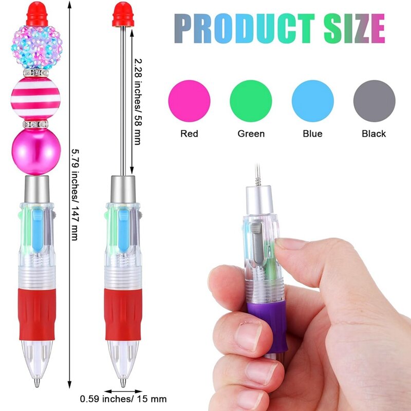 12 Stück mehrfarbige Perlens tifte 4 in1 farbige Perlen Stift einziehbare Kugelschreiber für DIY machen Kit Studenten Kinder langlebig