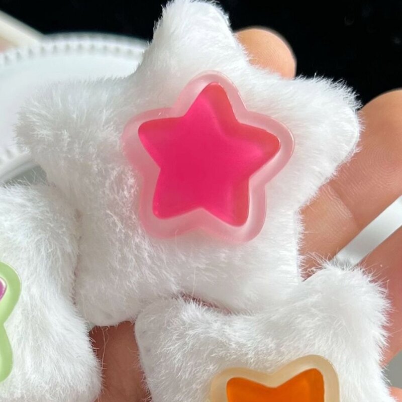 Furry Plush Star Y2K-Style Star Sweet Handmade Pins Headdress Hair Accessories Y2K-Style Star Mini Star Hairpin
