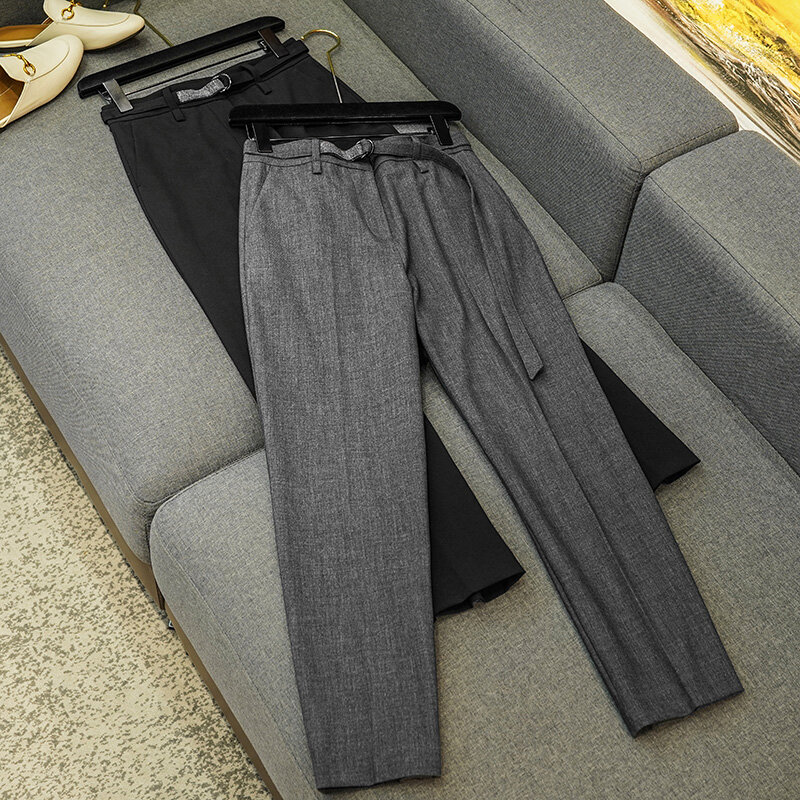 GGHK-Pantalon long taille haute pour femme, pantalon droit fin, mode décontractée, version coréenne, bureau, automne, nouveau