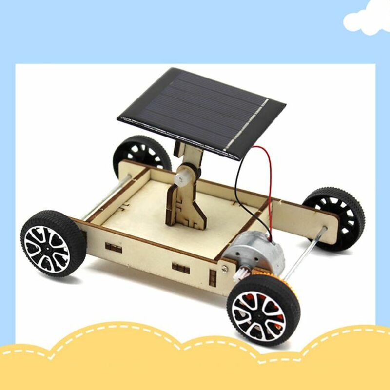 Diy carro solar modelos de veículos de madeira 3d para crianças brinquedo presente estudante ciência projeto experimental mterials